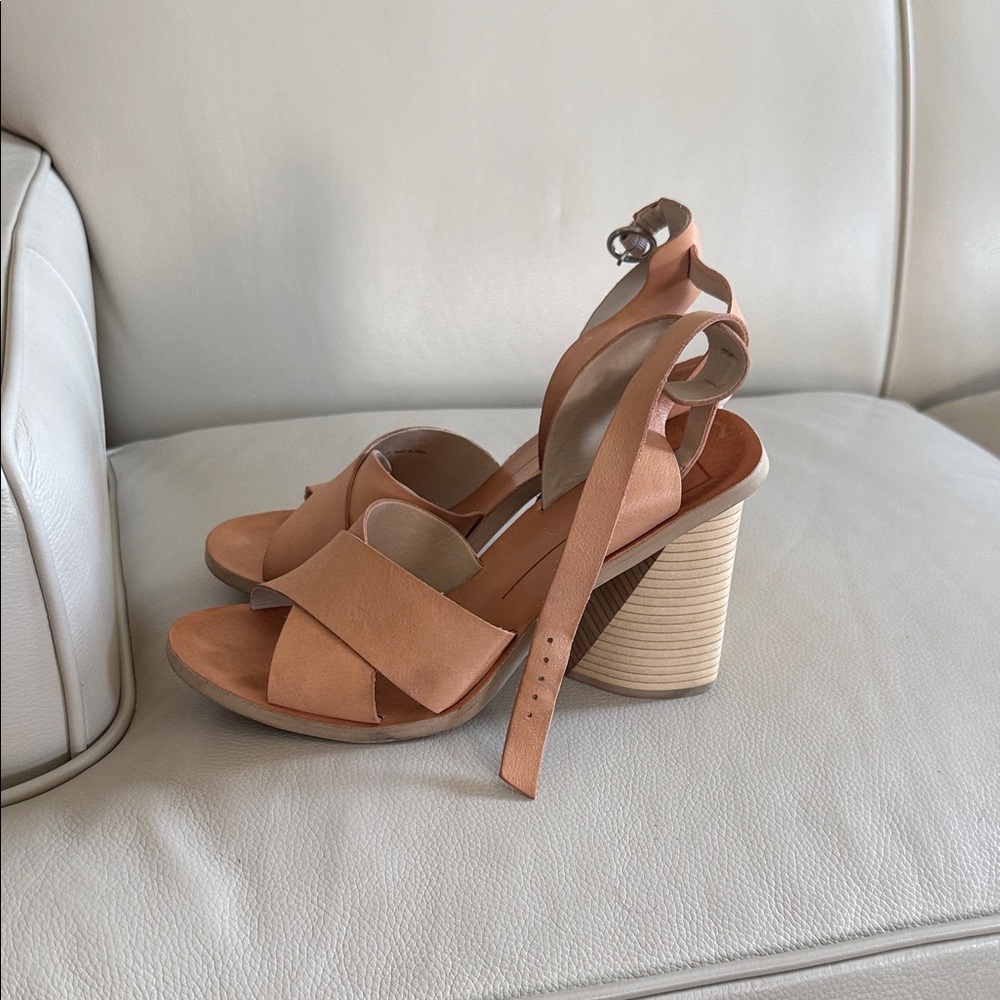 Dolce Vita Tan Strappy Block Heels